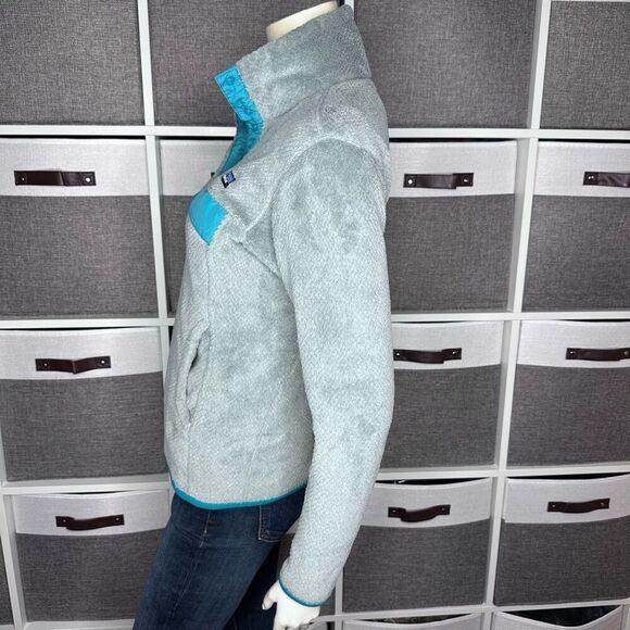 Patagonia Re-Tool Snap T Fleece Pullover Gray Teal Quarter Snap Kangaroo Pocket - Picture 10 of 13